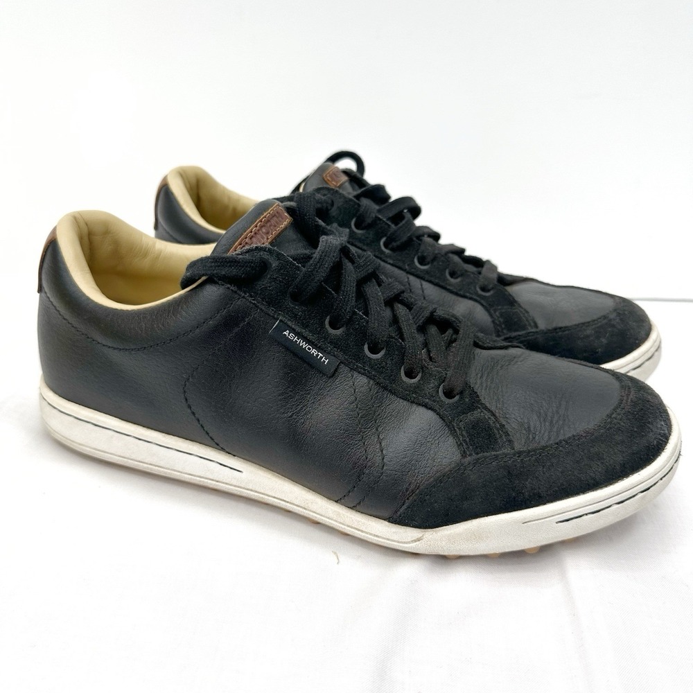 Ashworth Men's 8.5 Cardiff Suede Leather Golf Shoes Casual Comfort Black Lace Up